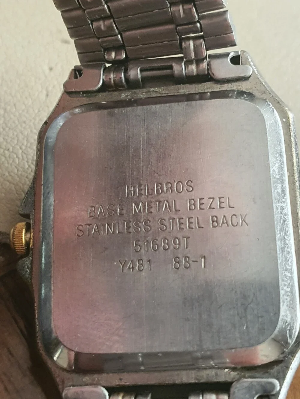 Vtg Helbros Quartz Silver/Goldtone Stainless Steel Men's Watch